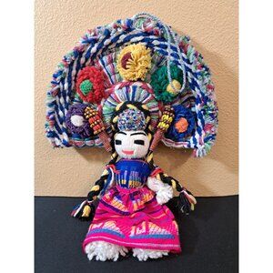 Vintage Handmade Colorful Mexican Folk Art Yarn Doll